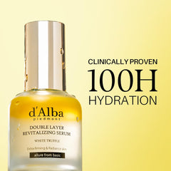 d'alba Piedmont double layer serum packaging demonstrates two-step application for lasting results.