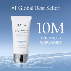 d'alba Piedmont Waterfull Essence Sunscreen serum texture close-up highlights hydration and absorption.