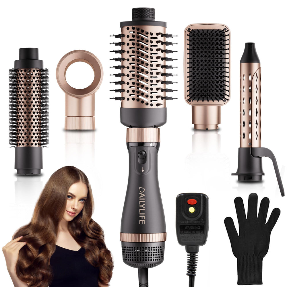 DAILYLIFE hair dryer brush set with five attachments for versatile styling
