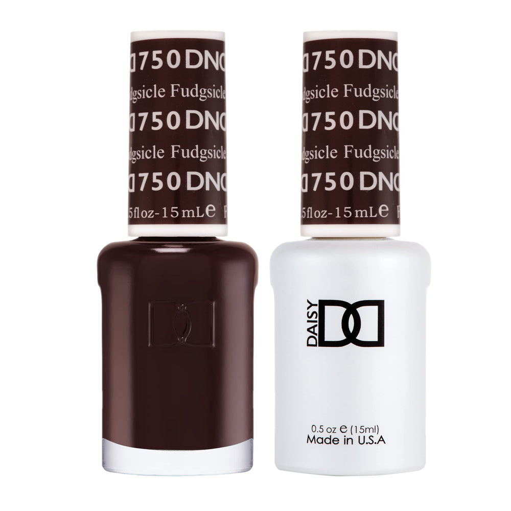 Daisy DND Brown Collection Fudgsicle gel polish bottle closeup with rich pigment