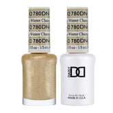Daisy DND Champagne Winter gel polish bottle close-up showing warm gold shimmer