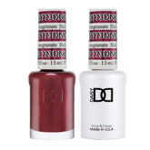 Daisy DND Holiday Pomegranate gel nail polish bottle showing magenta-red shimmer for long wear