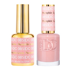 DAISY DND Pumpkin Latte gel nail polish bottle showing warm coral beige for long-lasting manicure