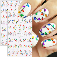 DAJIJIYOU pegatinas de uñas con luces navideñas, ideales para decoraciones festivas.
