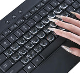 DAMMOMKO clear glass keyboard stickers closeup showing transparent key legends