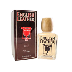 Dana English Leather aftershave pour captures citrus-moss-wood-leather notes for a refined post-shave ritual