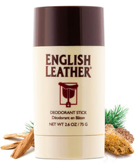 Dana English Leather deodorant packaging highlights premium grooming for all-day freshness.