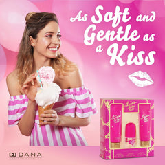Dana Love's Baby Soft Gift Set bottle closeup showcases gentle skin care.
