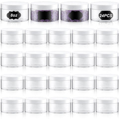 Dandat 8oz clear jars with lids showing sturdy storage for lotions and creams