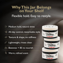 DandyMen styling paste beeswax pro-vitamin b5 nourish hair while you style.