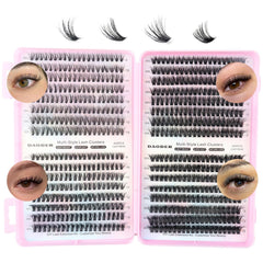 DAODER cluster lashes mixed-d-curve book demonstrates versatile lash styles for natural-enhanced eyes