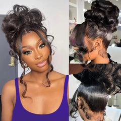 daparo body wave 360 lace front wig close-up shows natural hairline and soft texture