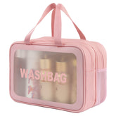 DAPOWER Travel Toiletry Bag Pink XL top-closure keeps items secure on the go.