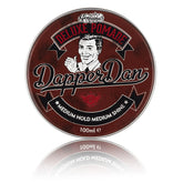 Dapper Dan Deluxe Pomade jar close-up for a crisp professional slick look.