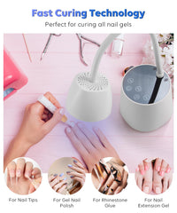 DAQVQ 360 gooseneck nail lamp adjusts height and angle for optimal positioning.