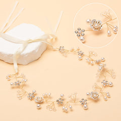Darlingao flower girl crown pearls rhinestones demonstrates glamorous shine for weddings or communions.