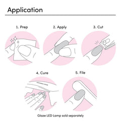 Dashing Diva Glaze Pearly Whites application strip on nail shows dome-fit for smooth edges.