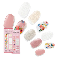Dashing Diva packaging for Wallflower Frenzy gloss strips; quick at-home manicure starter.