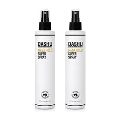 DASHU Mega Hold hairspray bottle demonstrates strong, all-day hold.