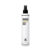 DASHU Mega Hold Super Spray application mist demonstrates even coverage for lasting style.