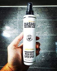DASHU Mega Hold Super Spray close-up displays natural finish and flexible hold.