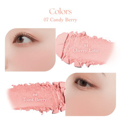 Dasique Blending Mood Cheek Candy Berry in use with brush for even tone and crease-free color