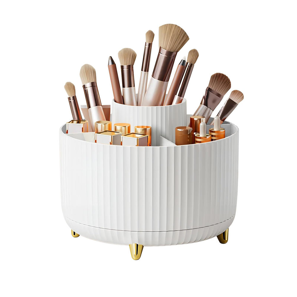 DASITON large-capacity makeup brush holder with 360° rotation for fast access.