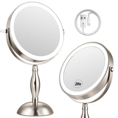 DASLAVA 20x magnifying mirror front view with light for precise makeup checks.