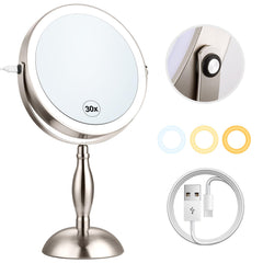 DASLAVA makeup mirror with lighted 30x magnification for precise detail work.