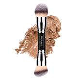 Daubigny dual-ended rounded foundation brush closeup for precise, streak-free foundation.
