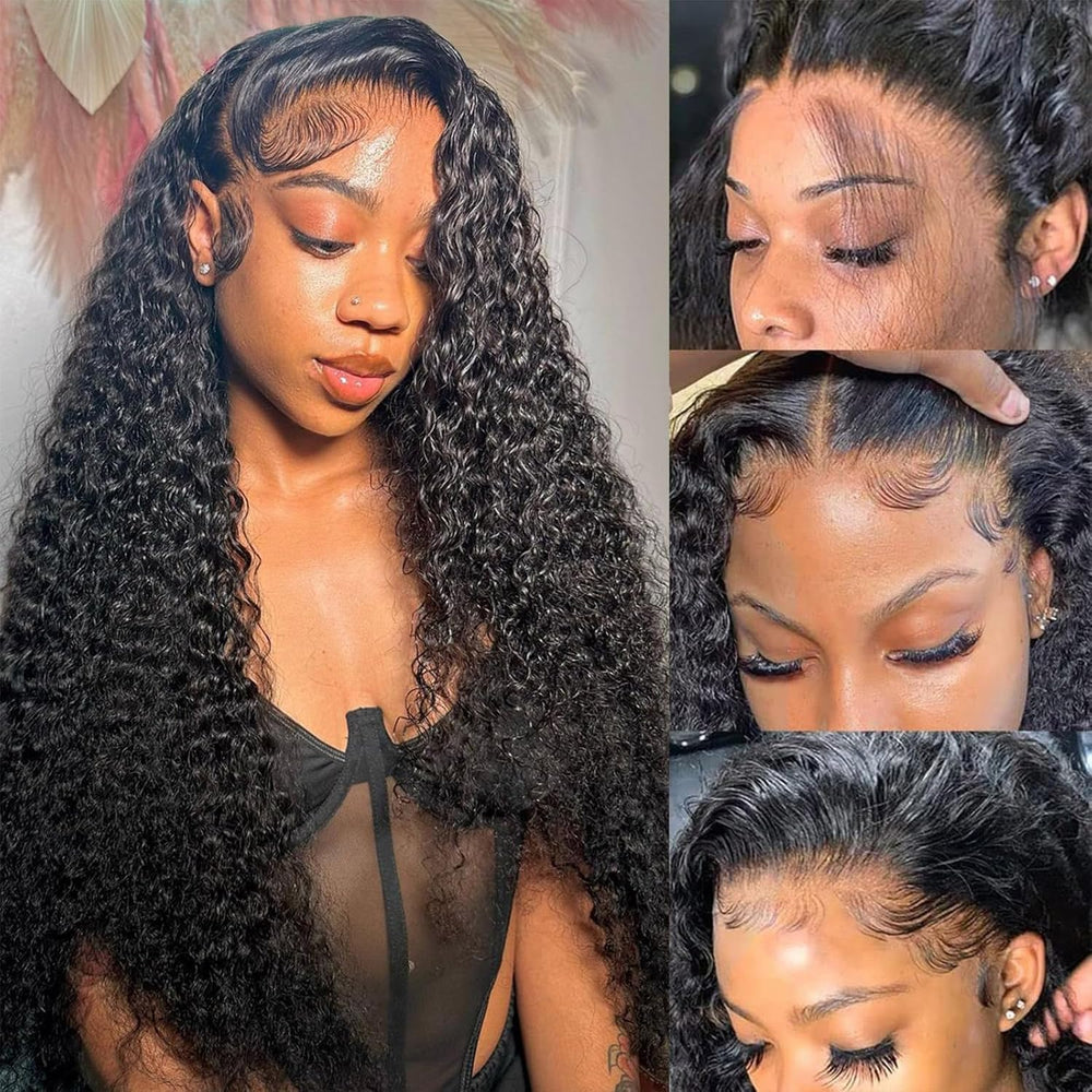 DaXunDi deep wave lace front wig showcasing natural texture for everyday styling.