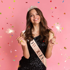 Dayofun glitter tiara rhinestones shines for princess-style party moments.