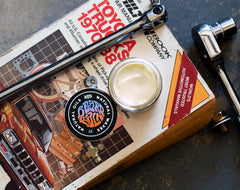 Daytona Supply Co beard balm packaging emphasizes natural ingredients and USA-made quality.