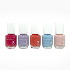 Dazzle Dry Happy Hues Mini Flight with five mini lacquers for fast, long-lasting at-home manicures.