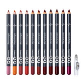 DC-BEAUTIFUL 12Colors lip liner set packaging for travel touch-ups and gifting.