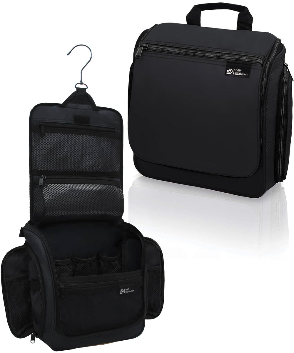 DD D&D Wanderlust hanging toiletry bag shows full-size capacity for longer trips