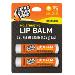 Dead Down Wind SPF 30 lip balm two-pack protects lips on outdoor trips.