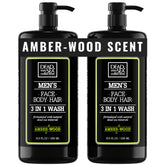 Dead Sea Collection Amber Wood Body Wash bottle front, two-pack convenience for daily cleansing.