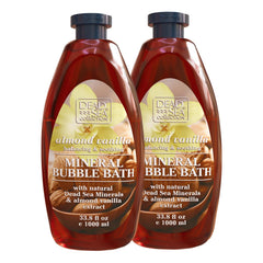 Dead Sea Collection bubble bath almond vanilla bottle emphasizes hydrating formula for soft skin