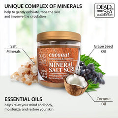 Dead Sea Collection Coconut Salt Scrub texture detail emphasizes exfoliating particles and mineral-rich formula.