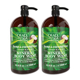 Dead Sea Collection hemp coconut lime body wash bottle-front for a refreshing daily cleanse.