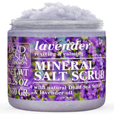 Dead Sea Collection Lavender Salt Scrub jar highlights rich exfoliant for smoother skin