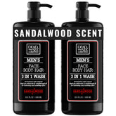 Dead Sea Collection men's body wash sandalwood bottle for refreshing skin and hair cleansing.