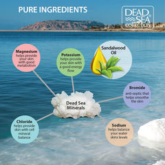 Dead Sea Collection sandalwood oil swirl in water shows calming scent and ambiance