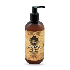 Deadeye Dick's 3-in-1 shave butter on face application for smooth, irritation-free shaving.