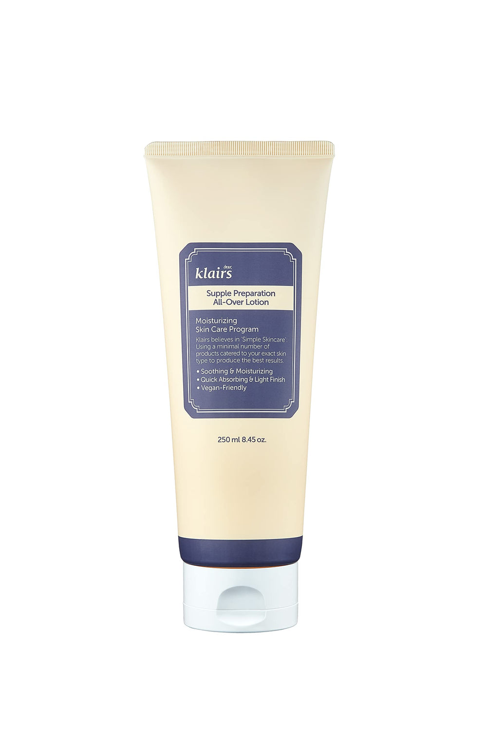 DearKlairs Supple Preparation lotion bottle—lightweight hydration for face and body daily use.