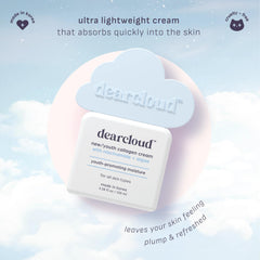 dearcloud New/Youth Collagen Cream algae hydration droplets on jar indicate lasting moisture