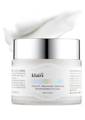 DearKlairs Freshly Juiced Vitamin E Mask jar close-up shows hydrating gel texture for daily moisture