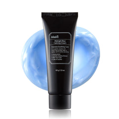 DearKlairs Midnight Blue Calming Cream bottle with blue hue delivering lightweight hydration