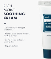 DearKlairs Rich Moist Soothing Cream texture closeup shows spreadable consistency.